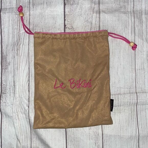 Lancôme Le Bikini cinch sack tan and pink 10x12 - Picture 1 of 7
